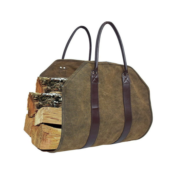 Firewood Log Carrier Tote Bag Waxed Canvas Fire Wood Carrying Hauling Holder 